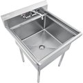 Global Industrial Stainless Steel Utility Sink W/Faucet & 10 Backsplash, 24x24x12 Deep 670452